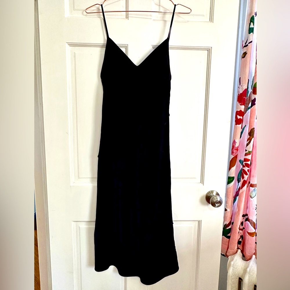 {Anthropologie + saturday sunday} Black Slip Dress with bias seams - Sz M